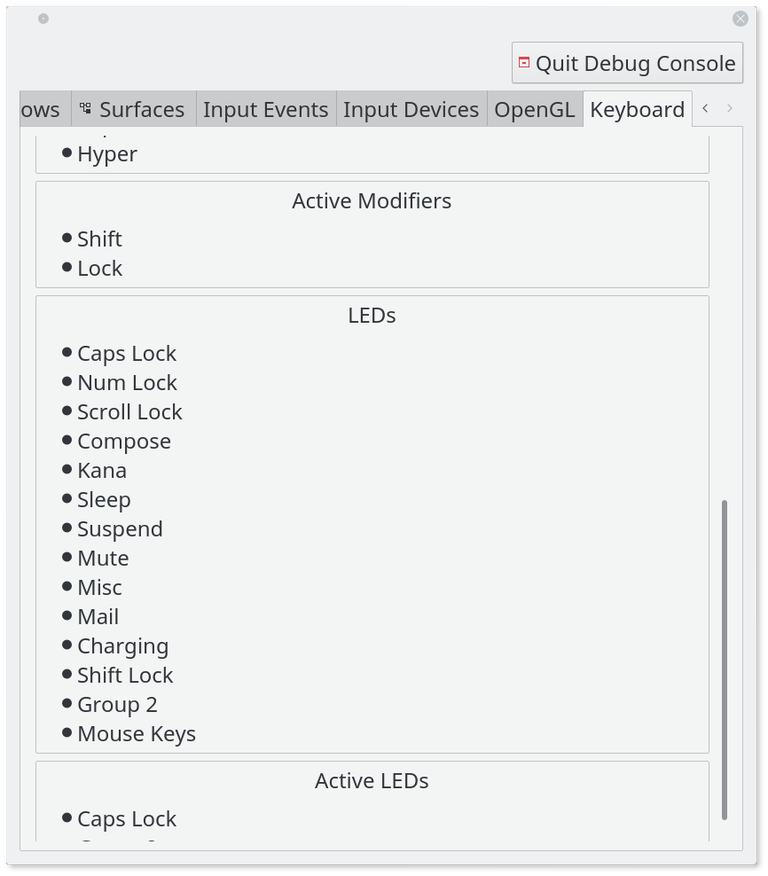 调试终端中的键盘状态